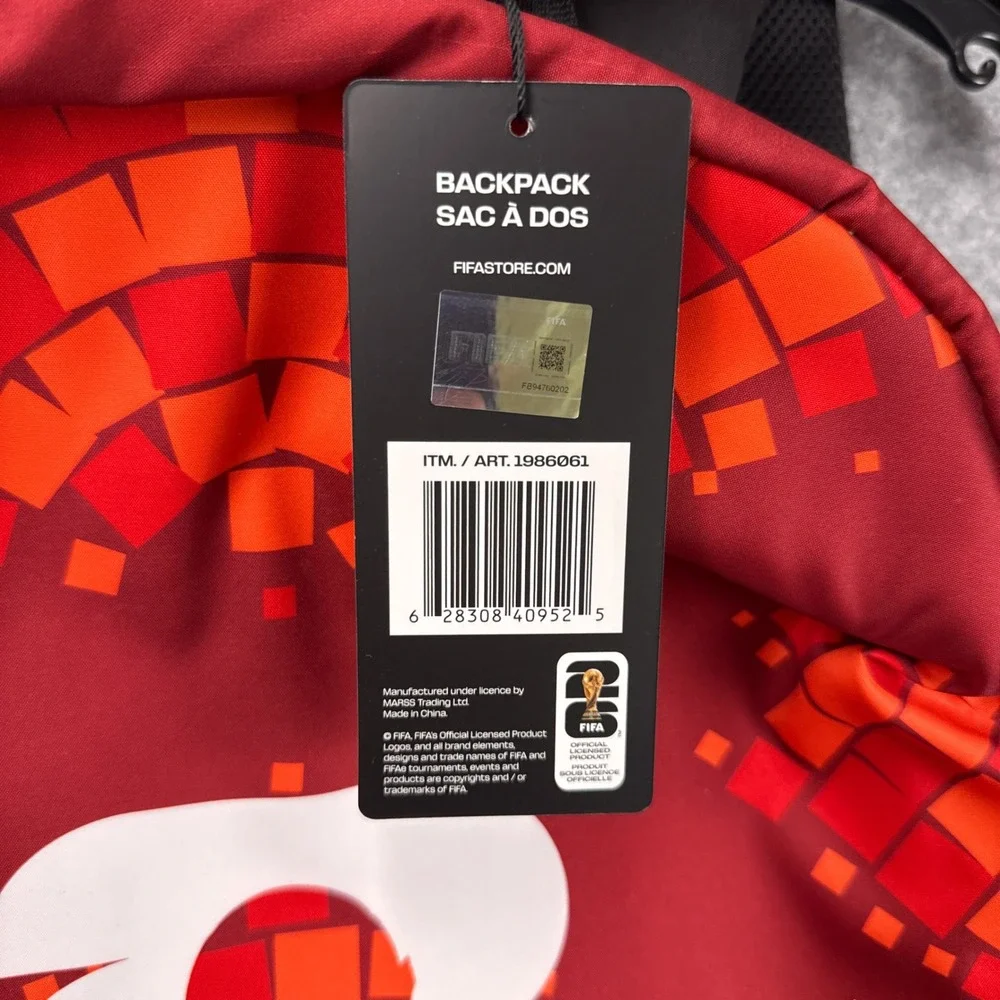FIFA Backpack World Cup 26 Canada Red Geometric Graphic Official Merchandise NWT